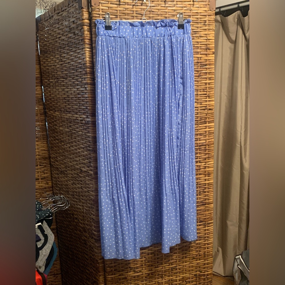Blue Polka Dot Pleated Women's Skirt